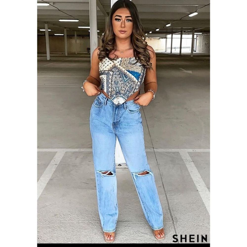 SHEIN Silk Paisley Print Scarf Tie Back Bandana Satin  Top - Picture 8 of 8